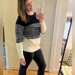 St. John Cable Knit Color Block Sweater